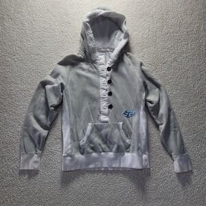 Fox Girls Hoodie Gray White Herringbone Sherpa Lined Pullover Pocket XL